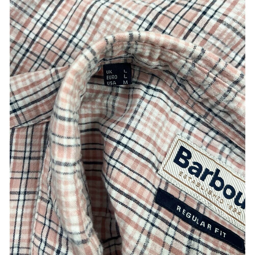 Barbour Deanhill Short Sleeve Button Up Regular Shirt Pink Plaid Size Medium - Picture 4 of 6